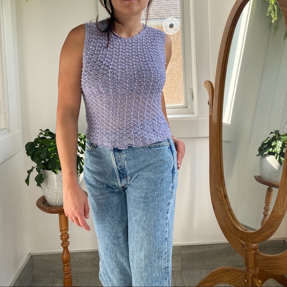 Elegant crochet top - beaded pearls - Picture 2 of 8